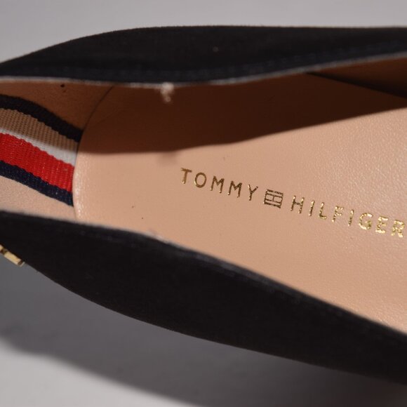 TOMMY HILFIGER Abilene Black Faux Suede Pointed Toe Heels Pumps Size 8.5 - Picture 7 of 11